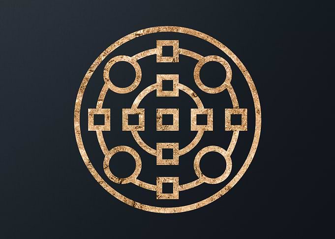 Gold Geometric Glyph Sign