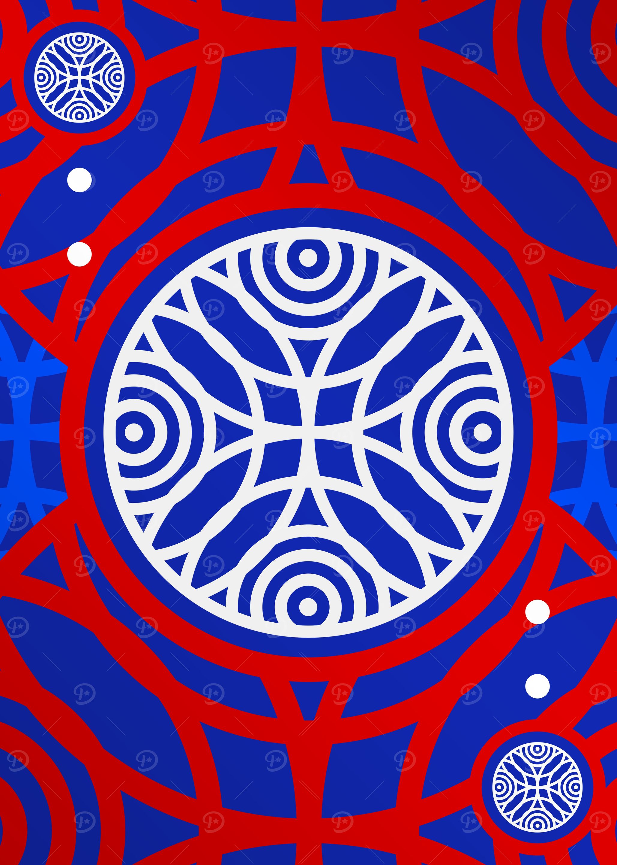 Red White and Blue Glyph