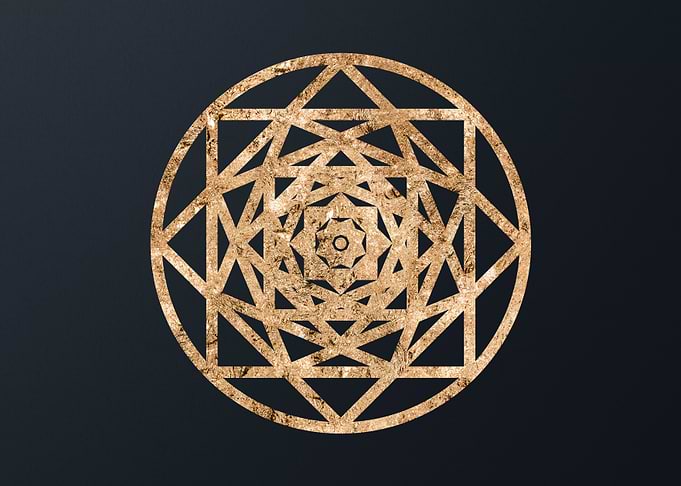 Gold Geometric Glyph Sign