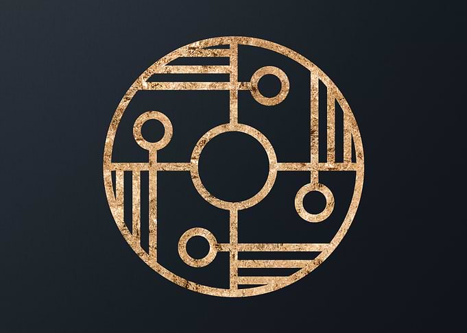 Gold Geometric Glyph Sign
