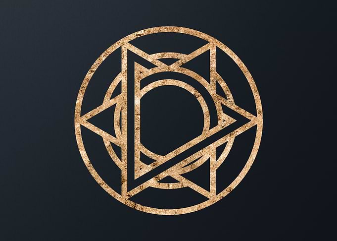 Gold Geometric Glyph Sign