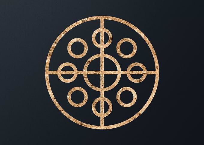 Gold Geometric Glyph Sign
