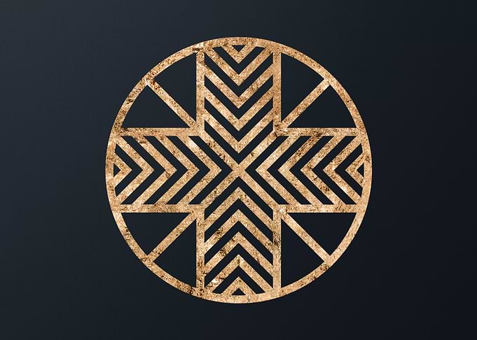 Gold Geometric Glyph Sign