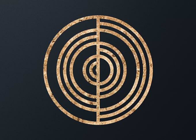 Gold Geometric Glyph Sign