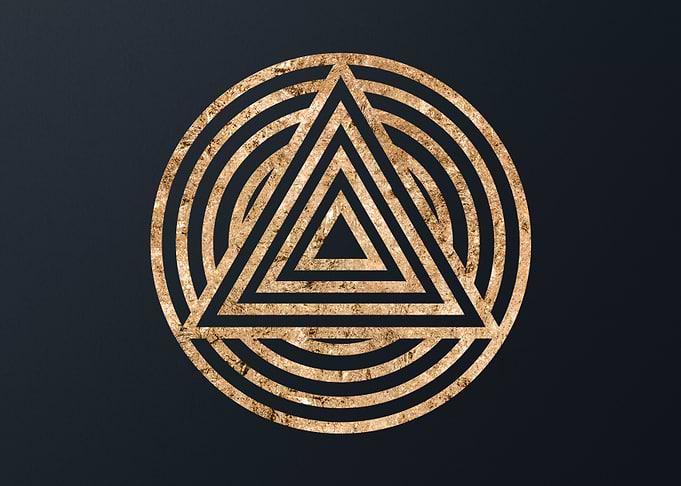 Gold Geometric Glyph Sign