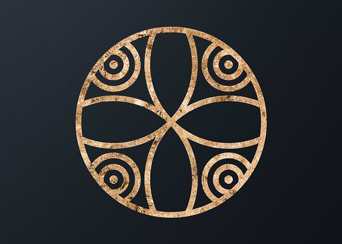 Gold Geometric Glyph Sign