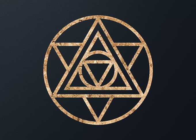 Gold Geometric Glyph Sign