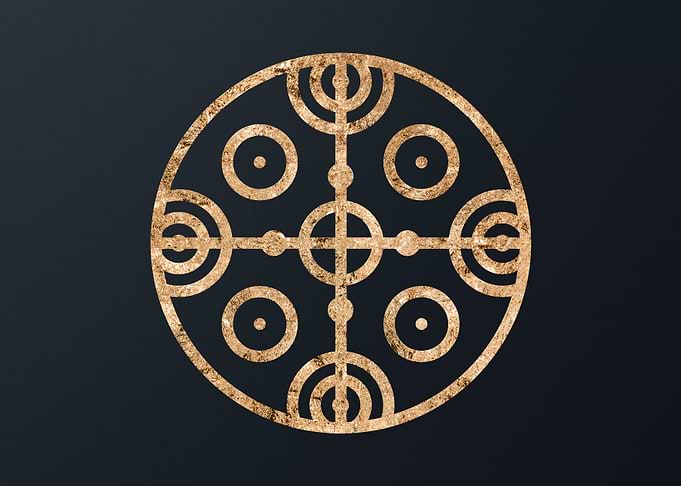 Gold Geometric Glyph Sign
