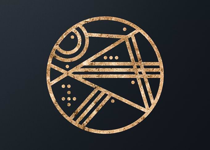 Gold Geometric Glyph Sign