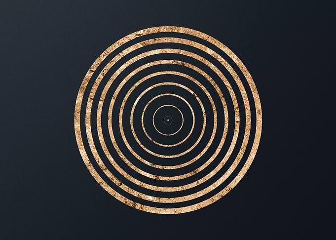 Gold Geometric Glyph Sign