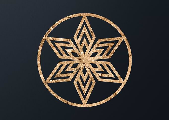 Gold Geometric Glyph Sign
