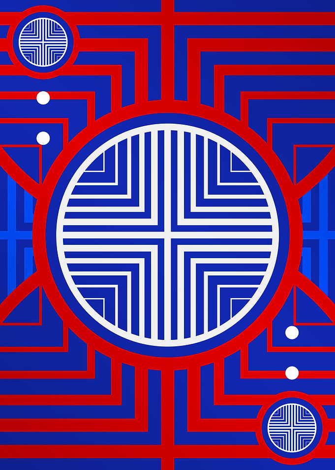 Red White and Blue Glyph