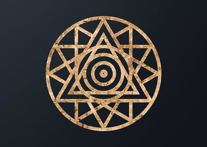 Gold Geometric Glyph Sign