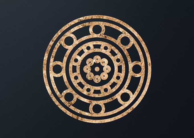 Gold Geometric Glyph Sign