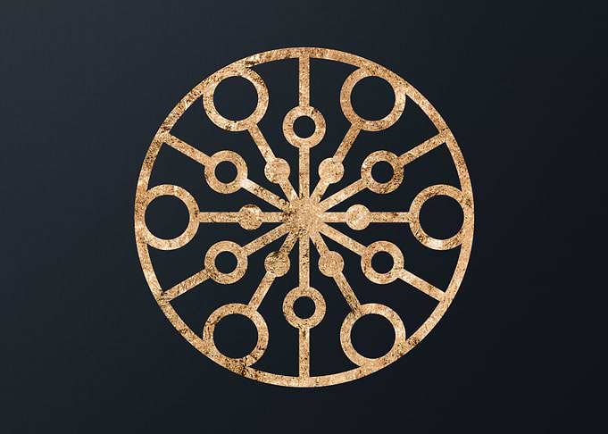 Gold Geometric Glyph Sign