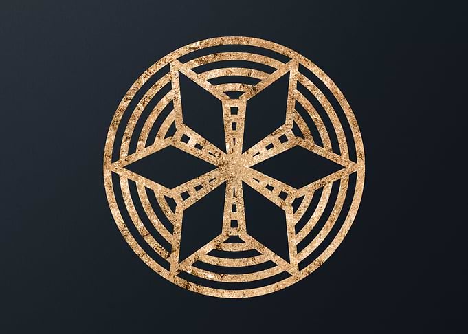 Gold Geometric Glyph Sign