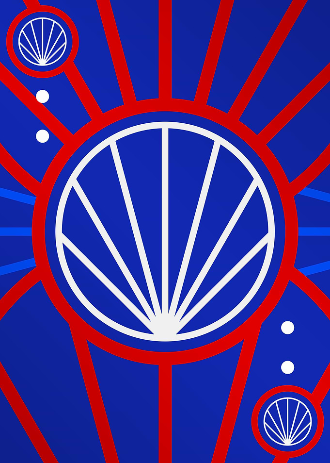 Red White and Blue Glyph