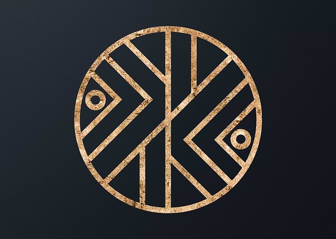 Gold Geometric Glyph Sign