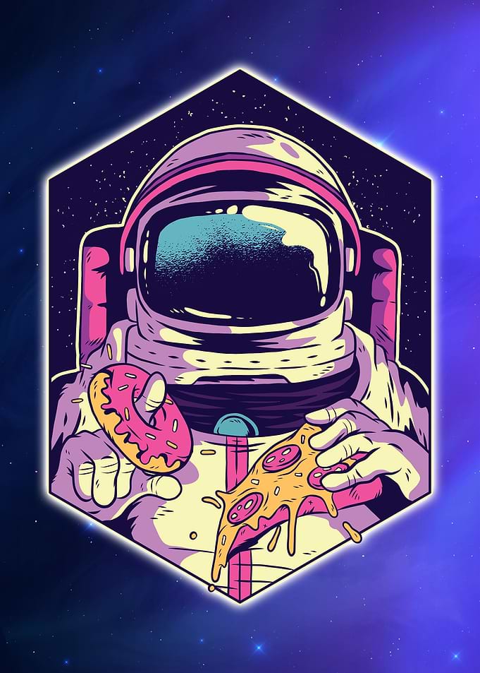 Eating Astronaut In Space