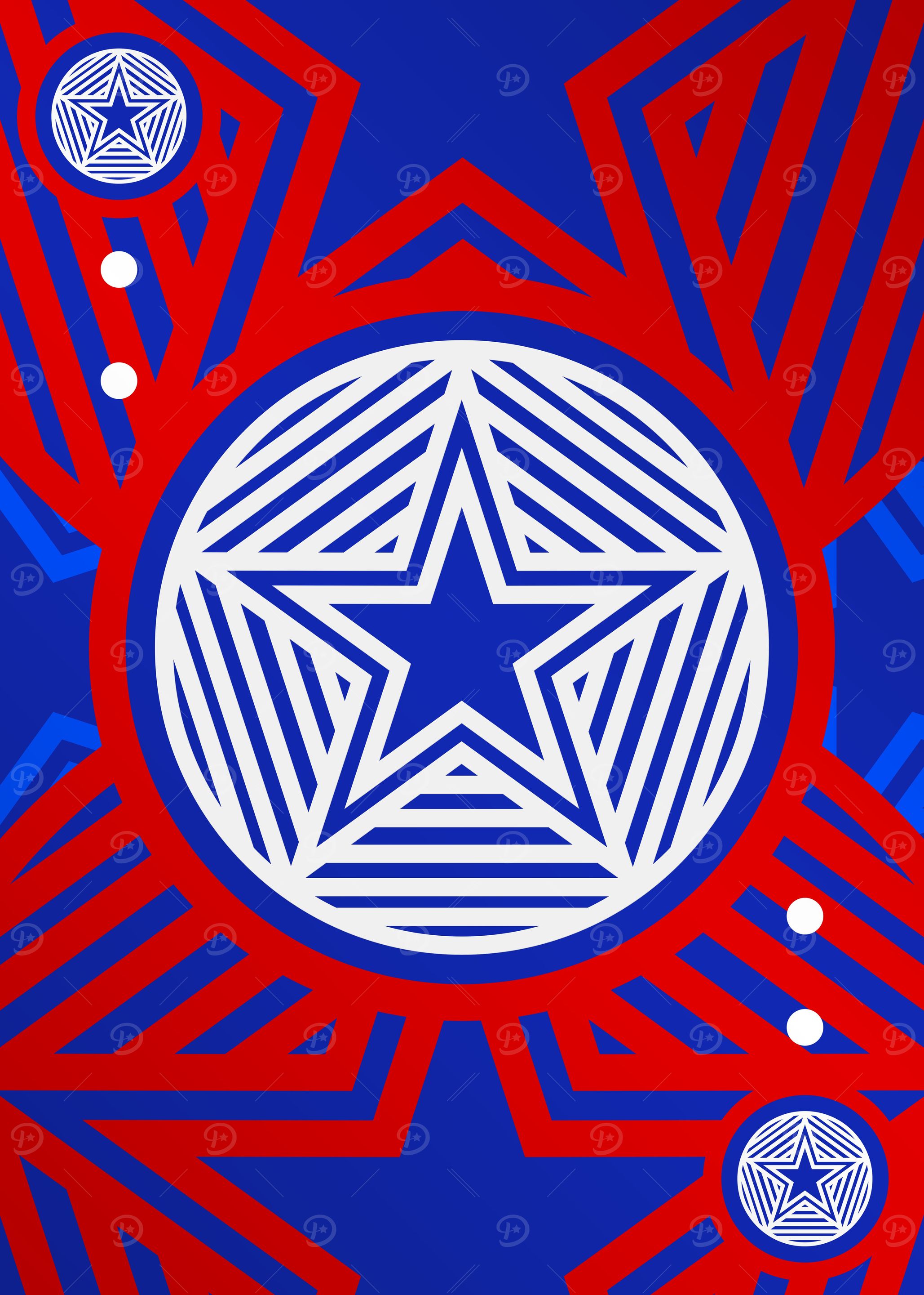 Red White and Blue Glyph