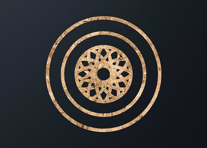 Gold Geometric Glyph Sign