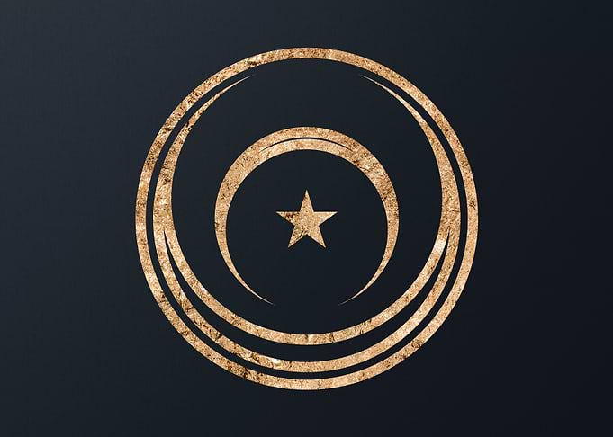 Gold Geometric Glyph Sign