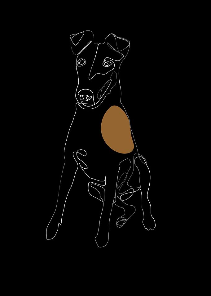 Dog Line Art Black White