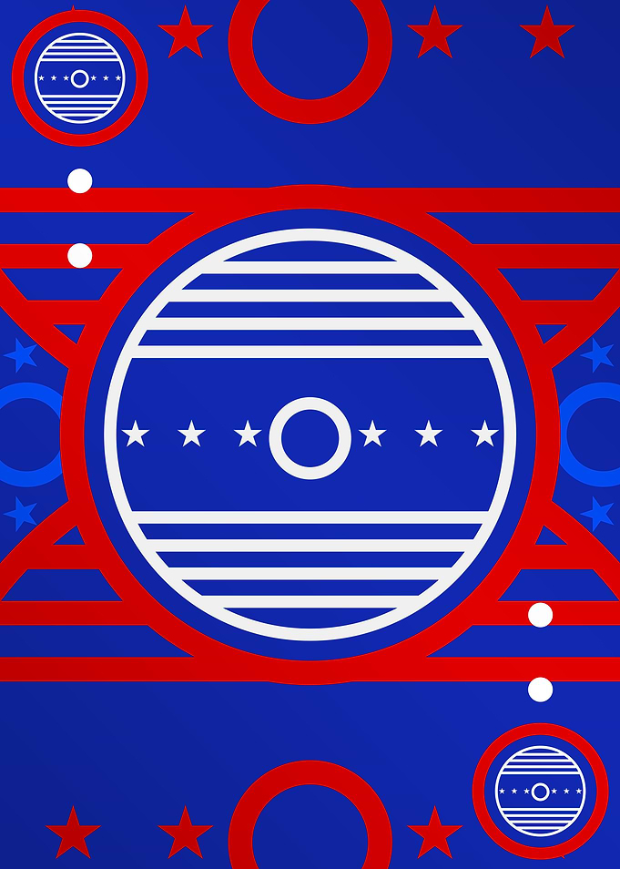 Red White and Blue Glyph