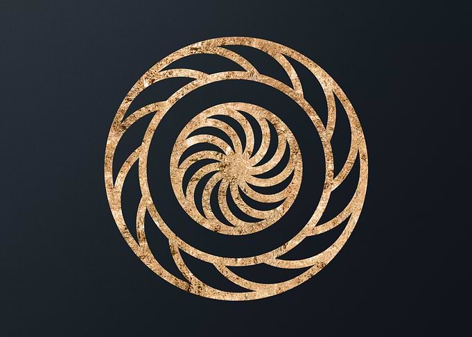 Gold Geometric Glyph Sign