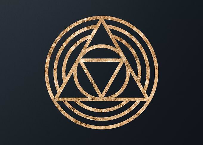 Gold Geometric Glyph Sign