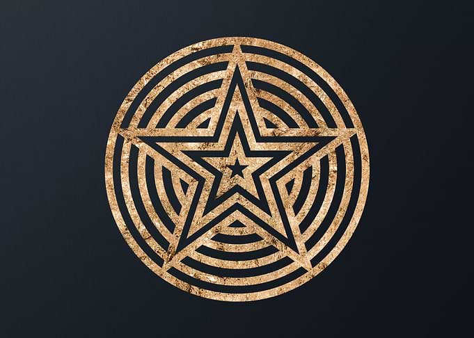 Gold Geometric Glyph Sign