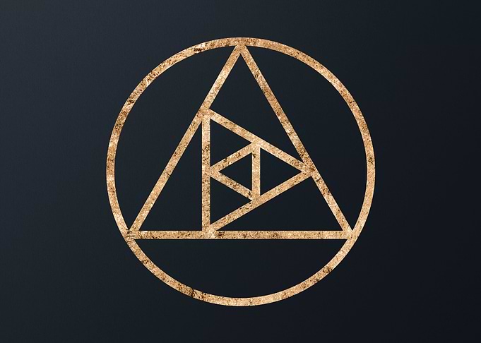 Gold Geometric Glyph Sign