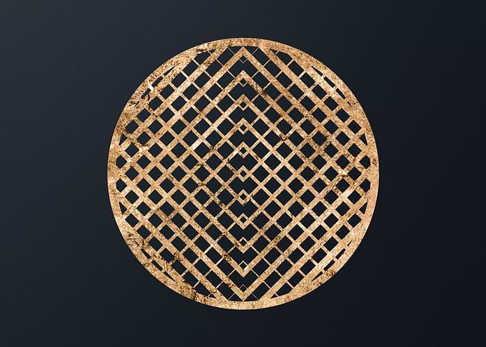 Gold Geometric Glyph Sign