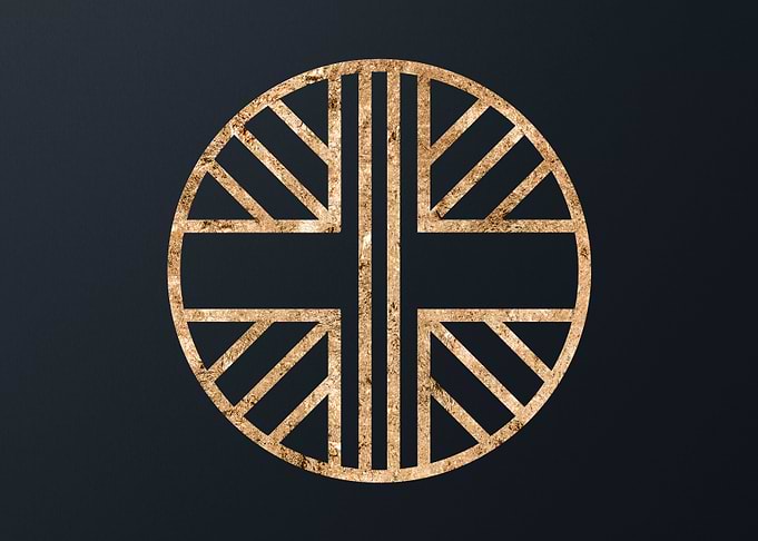 Gold Geometric Glyph Sign