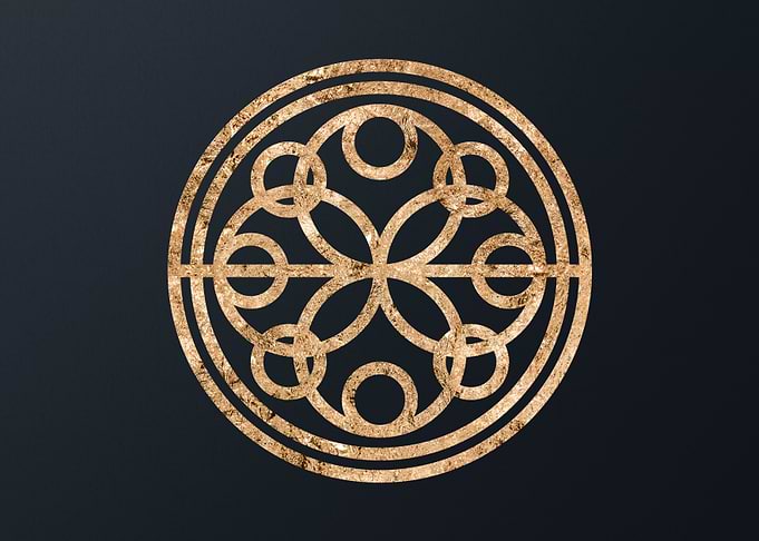 Gold Geometric Glyph Sign