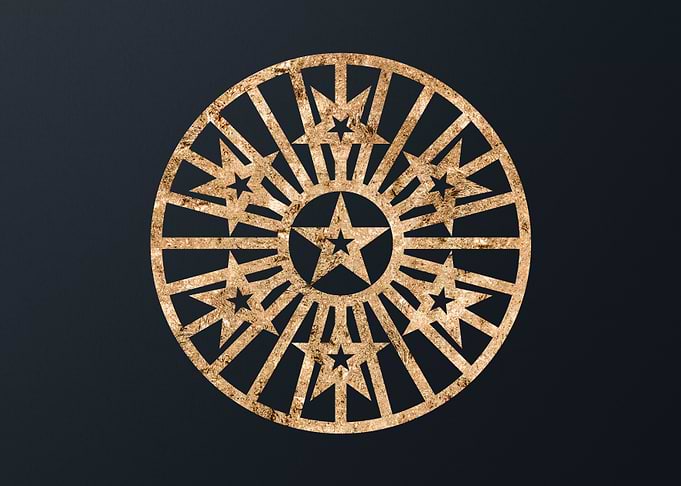 Gold Geometric Glyph Sign