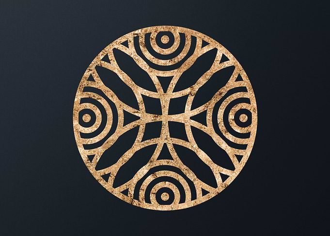 Gold Geometric Glyph Sign