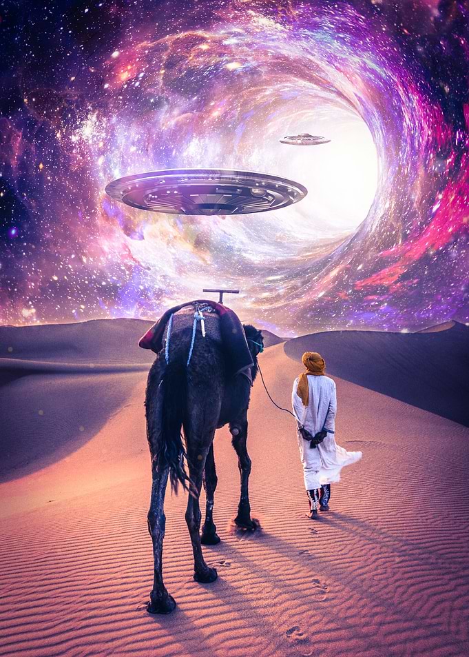 Flying saucers in desert