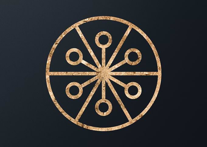 Gold Geometric Glyph Sign