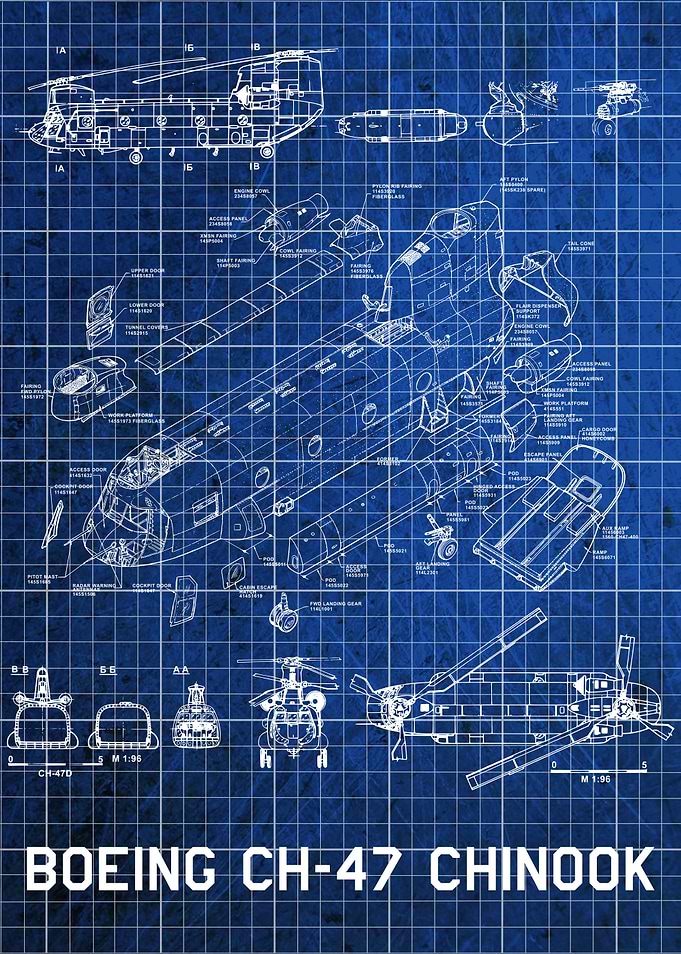 Blueprint of CH47 Chinook