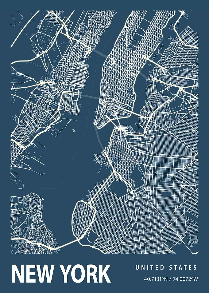 New York Map America USA