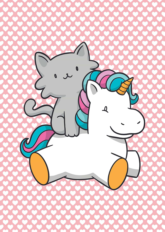 cat on a a unicorn