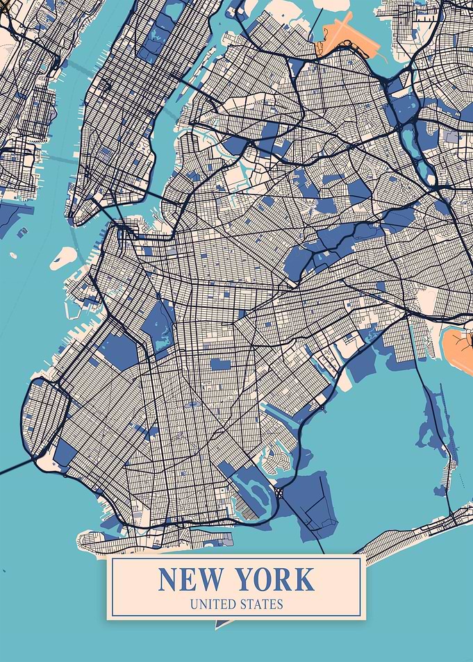 New York Map America USA