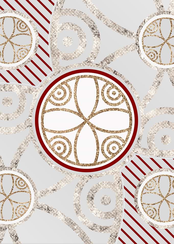 Red Gold and White Glyph