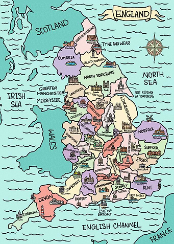 Colorful England Map