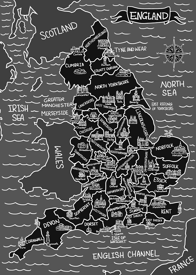 Dark Mode England Map