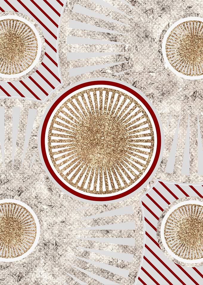 Gold Red and White Glyph