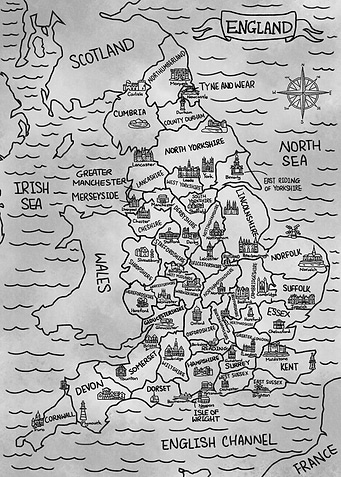 Gray Vintage England Map