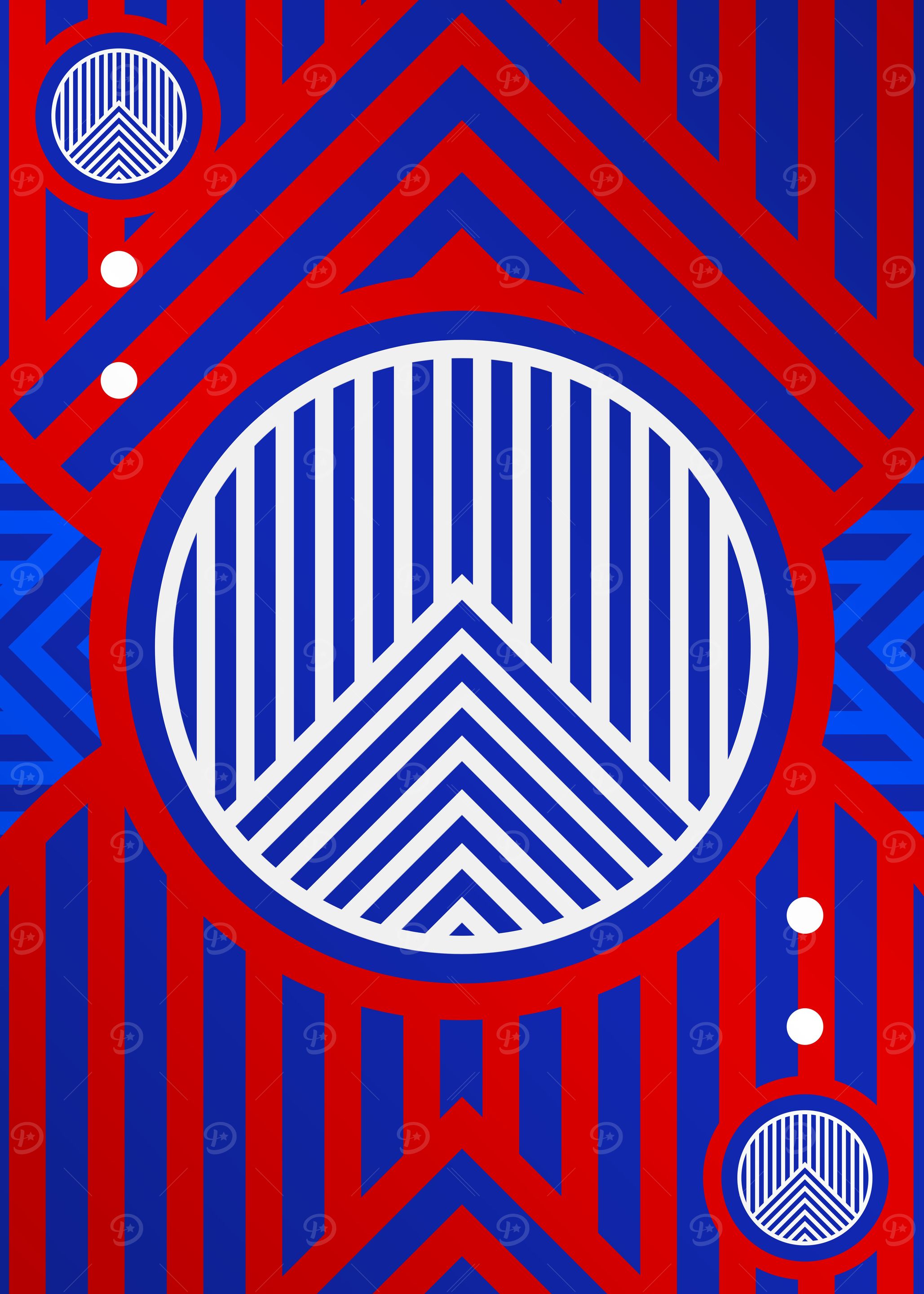 Red White and Blue Glyph