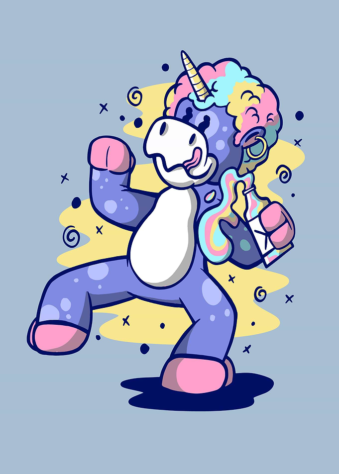 Unicorn cute drunk color